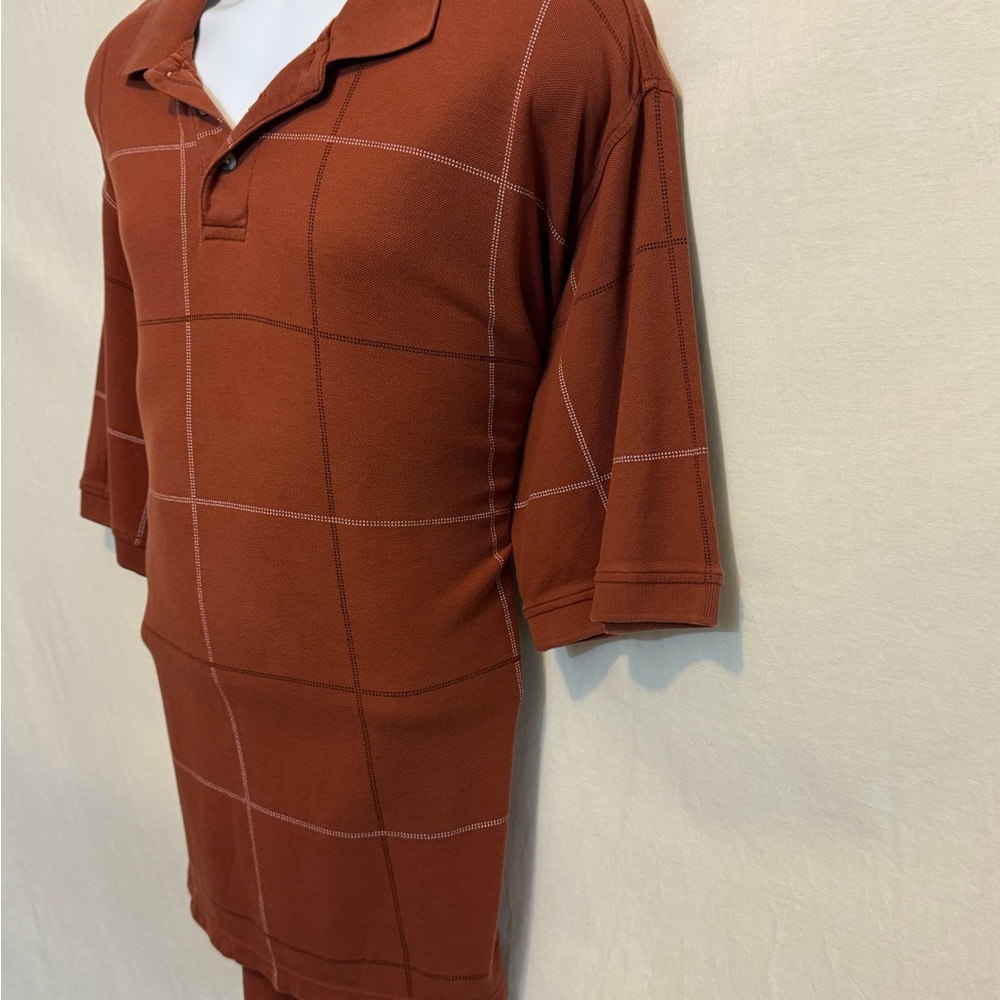 E-2 Men’s Austin Clothing Company Brown & Cream Short Sleeve Polo Shirt - Picture 7 of 15